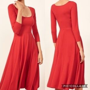 REFORMATION Lou Midi Dress in Cherry